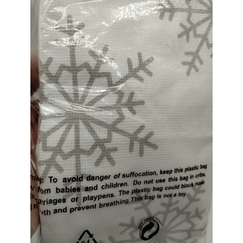 2 New St. Nicholas Square Gray Metallic Snowflake Kitchen Towels Christmas